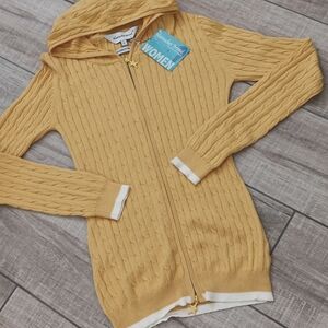 NANTUCKET BRAND..PIMA COTTON CABLED ZIP HOODIE..SMALL